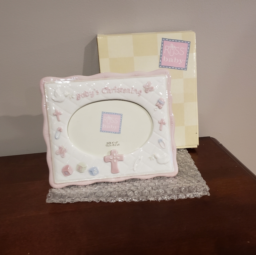 Christening / Baptism Frame, Girl Cross 4 x 6